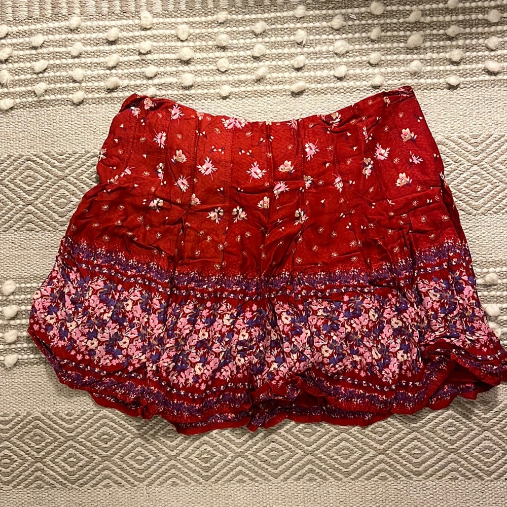 Free People Floral Red Skirt